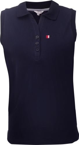 Marine dámský singlet s límečkem z piké bavlny, Tm.modrá