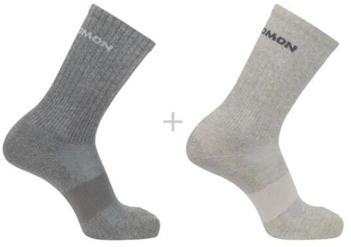 Salomon Evasion Crew 2-pack Light Grey/ Heather Med. unisex ponožky, 2 páry