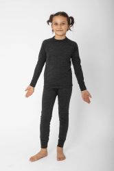 2117 of Sweden Detské merino tričko s dlhým rukávom Pauki, tmavo šedá melanž (3)