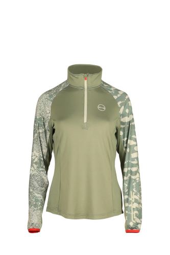 GTS 215032L dámske športové tričko s dlhým rukávom, 1/2 zip, Khaki