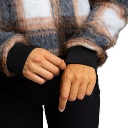 Rock Experience Bloom Mock Neck dámská fleecová mikina, Check Rust/ Black/Marshmallow (5)