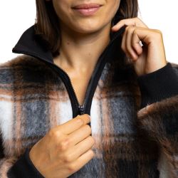 Rock Experience Bloom Mock Neck dámská fleecová mikina, Check Rust/ Black/Marshmallow (4)