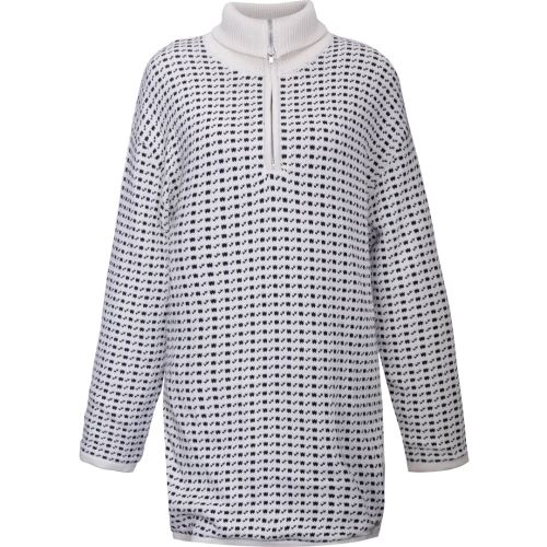 Dámsky dlhý pletený sveter v námornom štýle, Off White