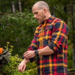 Garphyttan Crafter – pánska zateplená kockovaná košeľa, tmavomodrá (4)