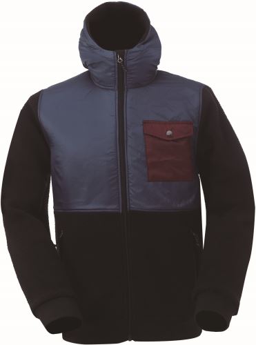 SKOG - pánska mikina s kapucňou (fleece s vlasom) - čierna