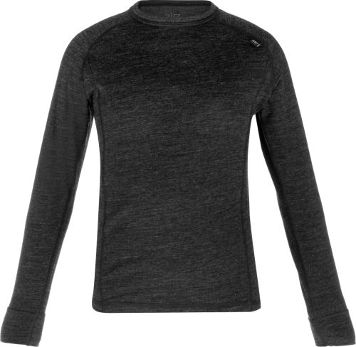 2117 of Sweden Pauki dětské merino tričko s dlouhým rukávem, Dark Grey Melange