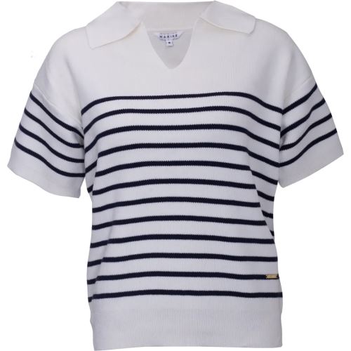 Dámsky bavlnený sveter v námornom štýle, Off White