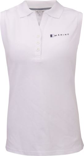 MARINE - Dámsky singlet s golierom z piké bavlny, biely